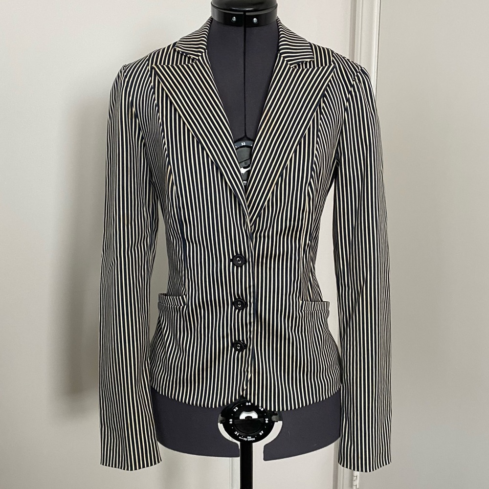 RARE 90s Vintage Betsey Johnson Pinstripe Jacket Blazer Coat XS 2